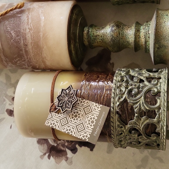 Candle Holders with Candles - 3 Pc Set - Picture 2 of 4